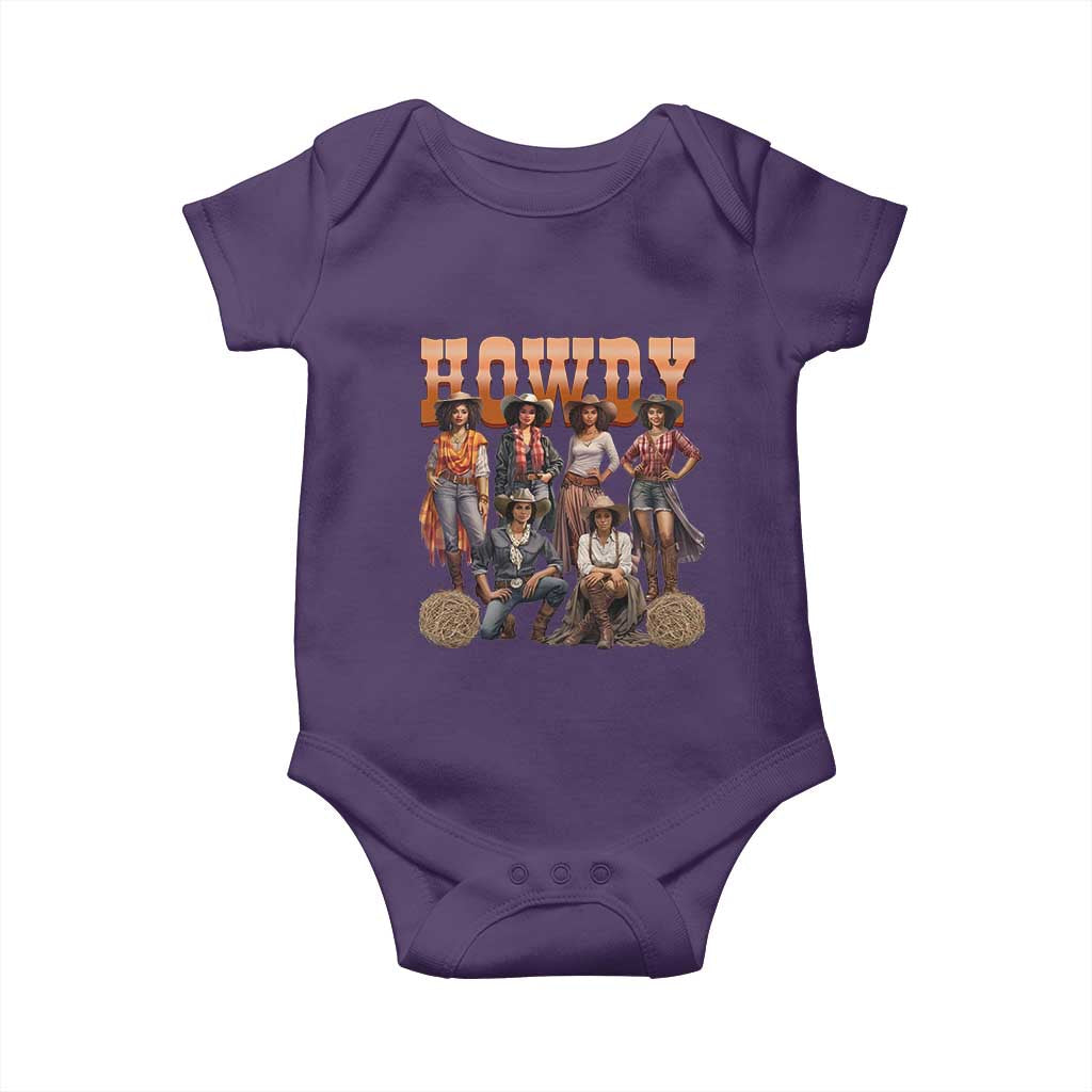 Howdy Melanin Cowgirl Baby Onesie Black History Western Rodeo Texas TS02 Purple Print Your Wear