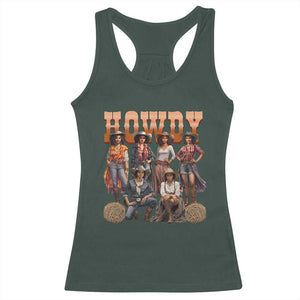 Howdy Melanin Cowgirl Racerback Tank Top Black History Western Rodeo Texas TS02 Dark Forest Green Print Your Wear