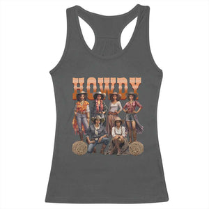 Howdy Melanin Cowgirl Racerback Tank Top Black History Western Rodeo Texas TS02 Dark Heather Print Your Wear