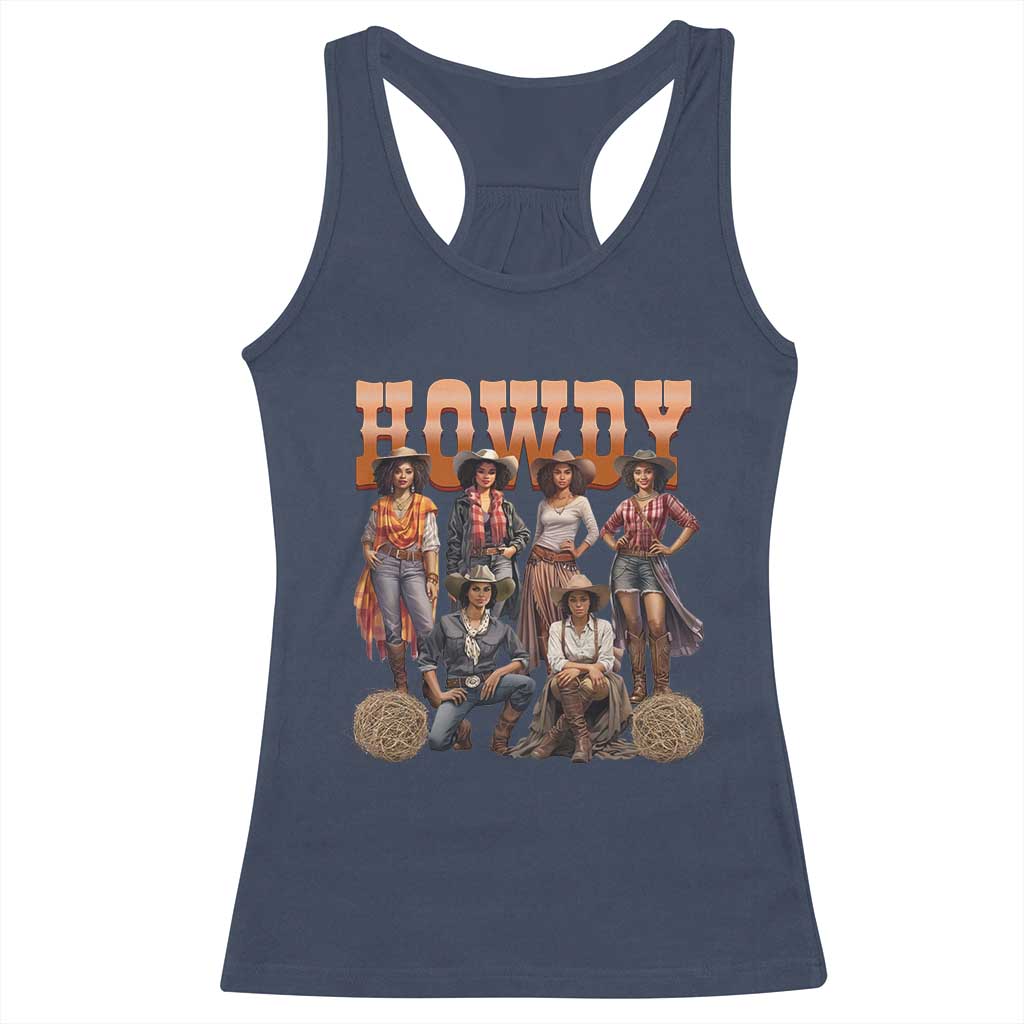 Howdy Melanin Cowgirl Racerback Tank Top Black History Western Rodeo Texas TS02 Navy Print Your Wear