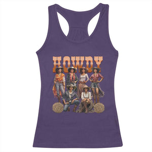 Howdy Melanin Cowgirl Racerback Tank Top Black History Western Rodeo Texas TS02 Purple Print Your Wear