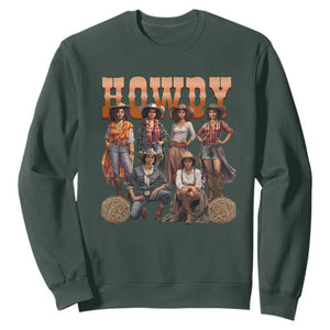 Howdy Melanin Cowgirl Sweatshirt Black History Western Rodeo Texas TS02 Dark Forest Green Print Your Wear