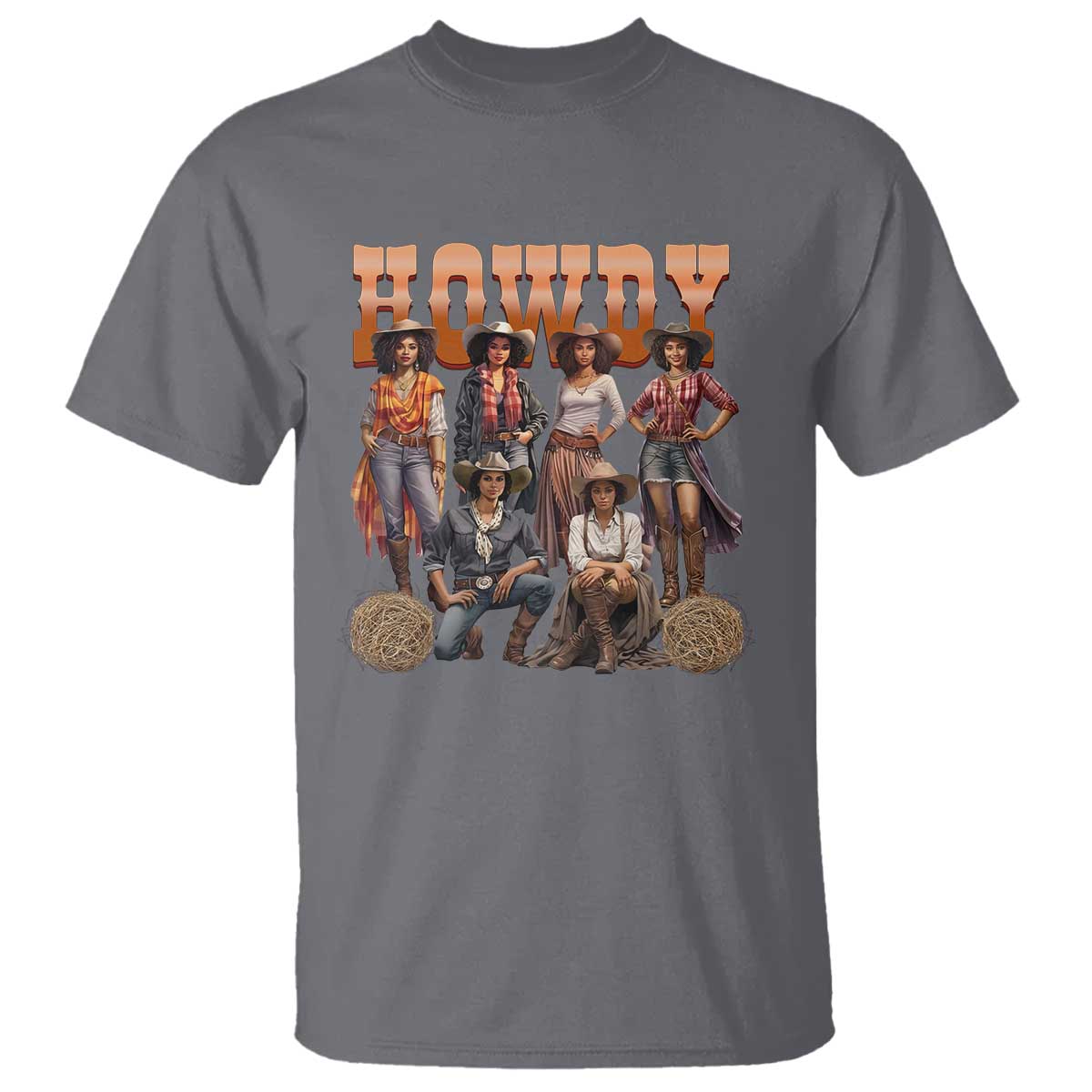 Howdy Melanin Cowgirl T Shirt Black History Western Rodeo Texas TS02 Charcoal Print Your Wear
