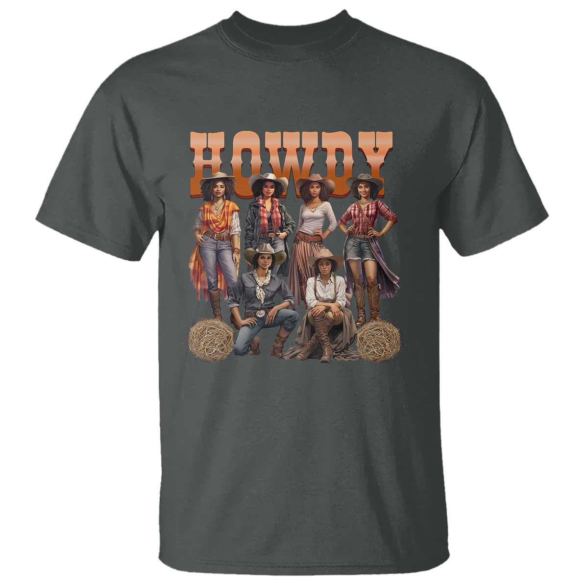 Howdy Melanin Cowgirl T Shirt Black History Western Rodeo Texas TS02 Dark Heather Print Your Wear