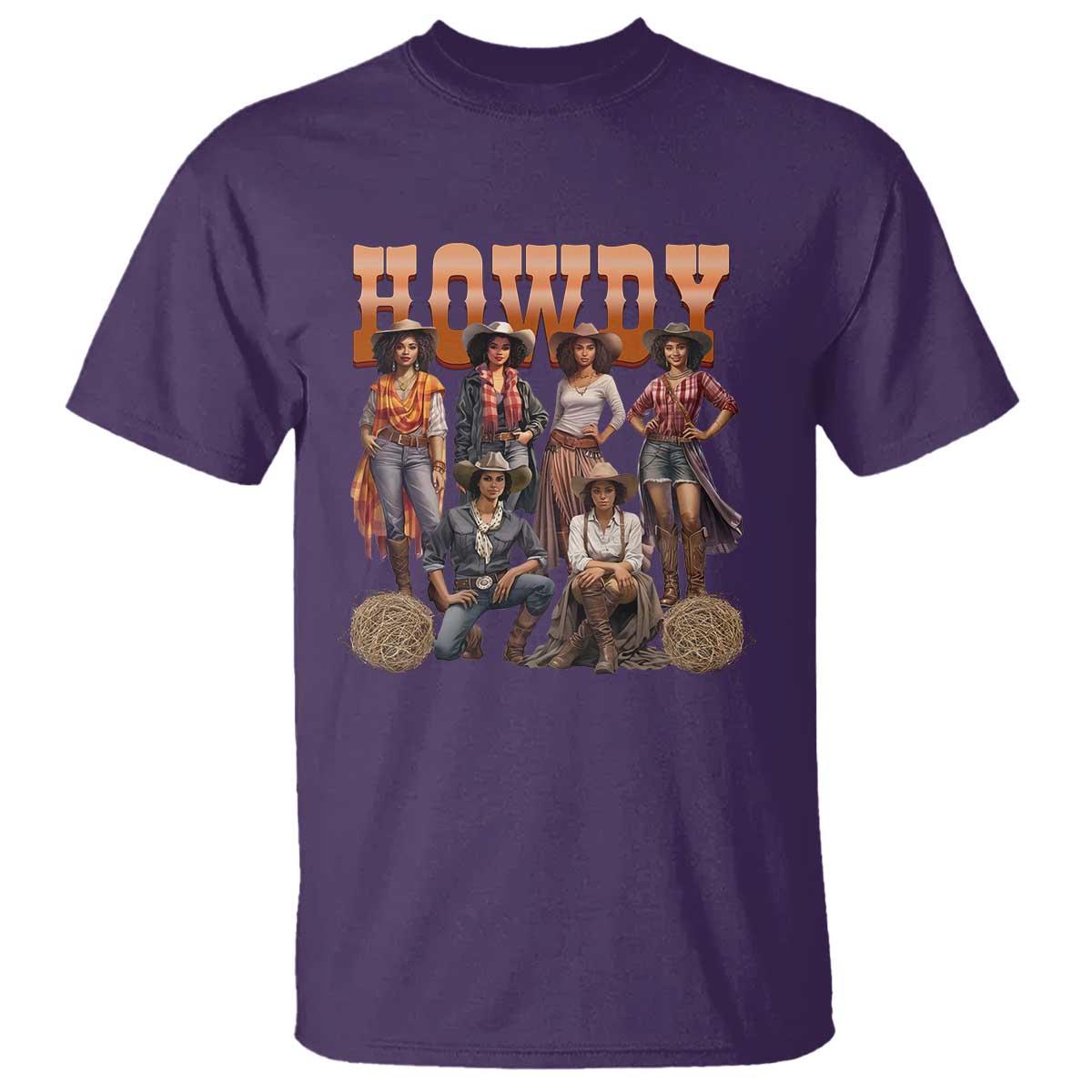 Howdy Melanin Cowgirl T Shirt Black History Western Rodeo Texas TS02 Purple Print Your Wear