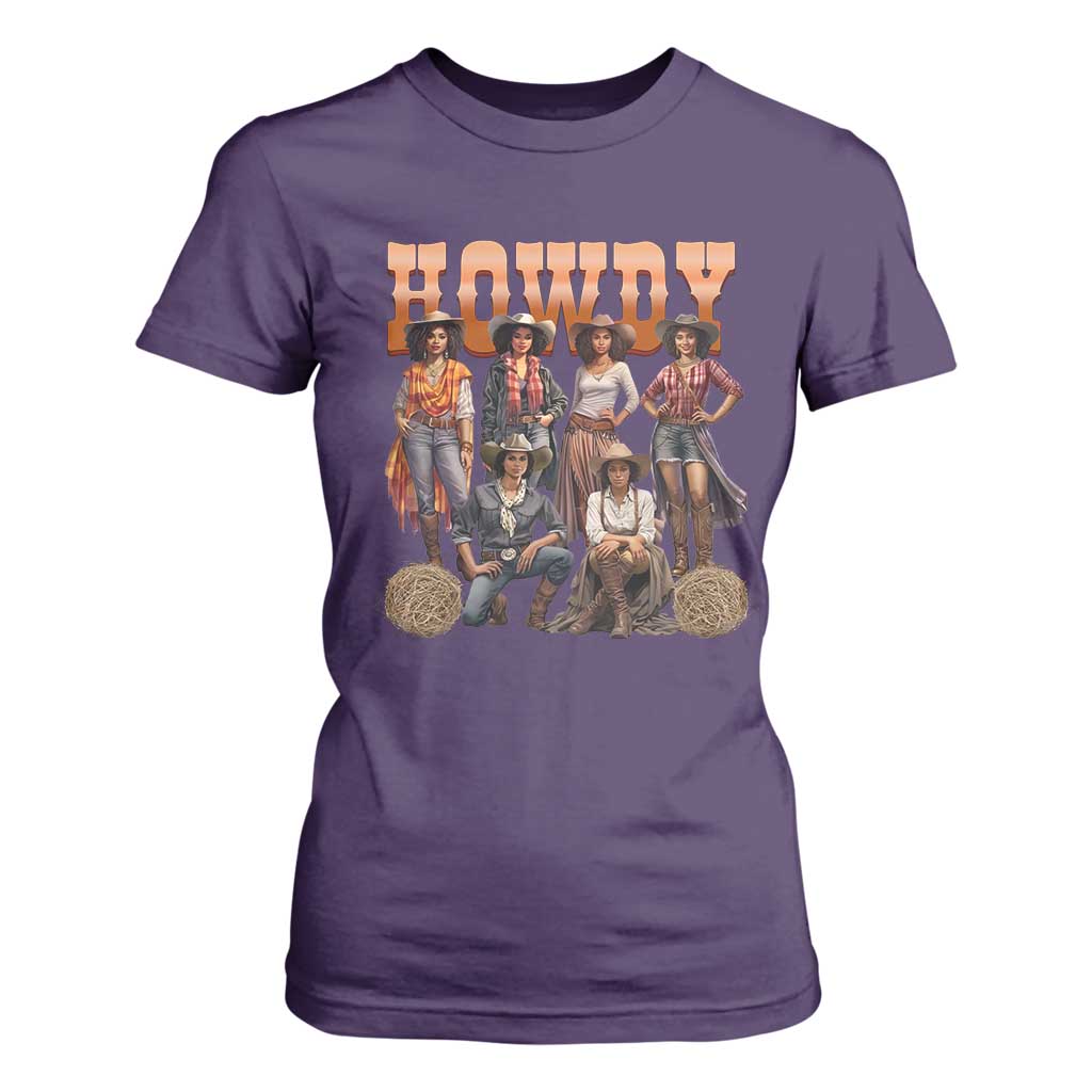 Howdy Melanin Cowgirl T Shirt For Women Black History Western Rodeo Texas TS02 Purple Print Your Wear