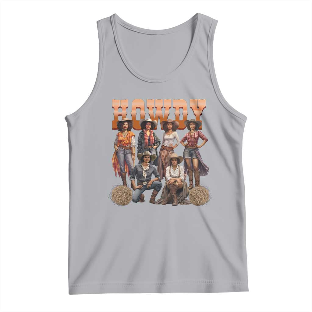 Howdy Melanin Cowgirl Tank Top Black History Western Rodeo Texas TS02 Athletic Heather Print Your Wear