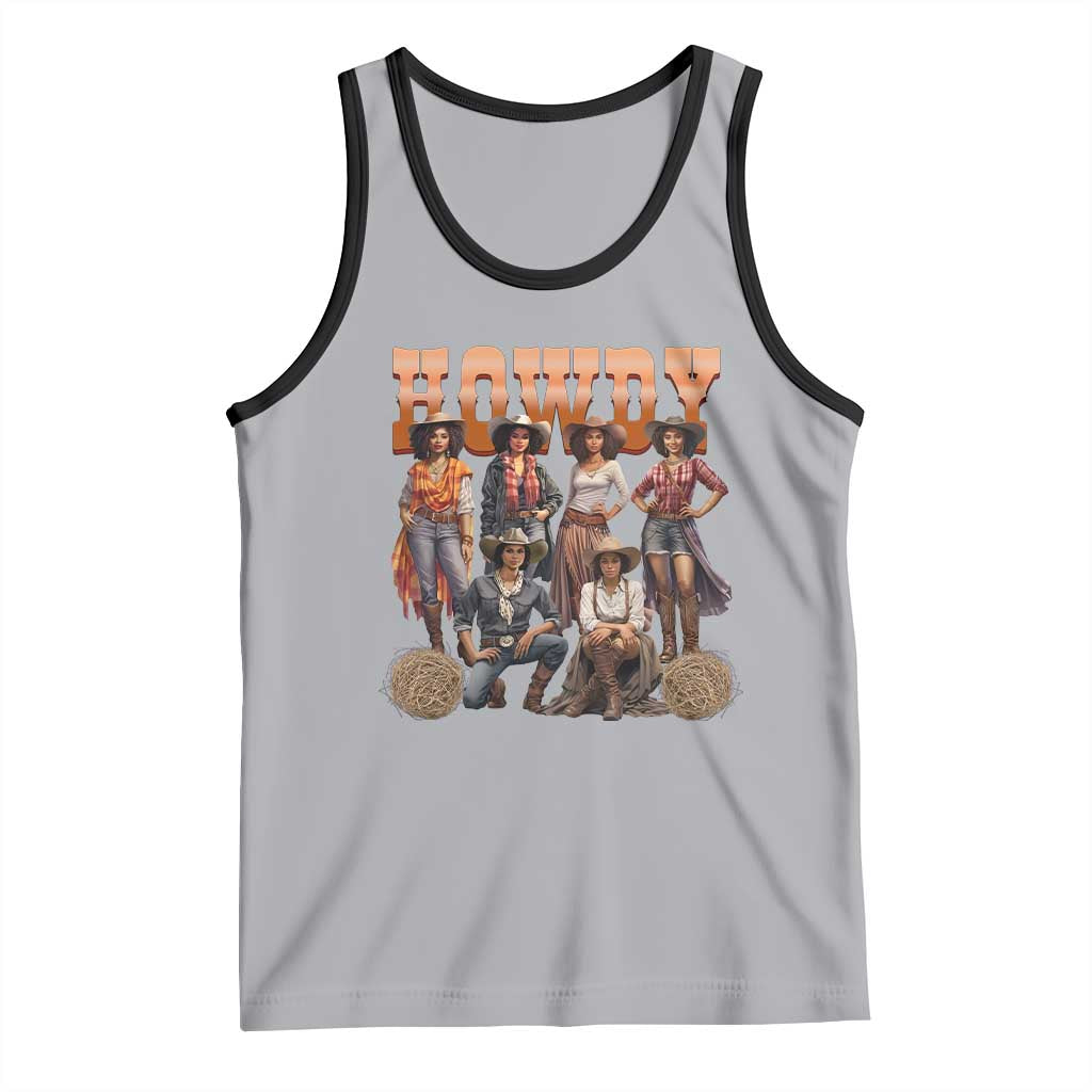Howdy Melanin Cowgirl Tank Top Black History Western Rodeo Texas TS02 Athletic Heather Black Print Your Wear