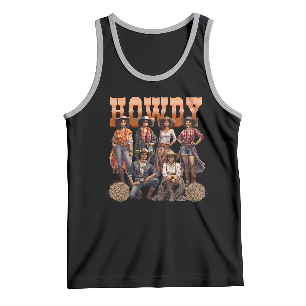 Howdy Melanin Cowgirl Tank Top Black History Western Rodeo Texas TS02 Black Athletic Heather Print Your Wear