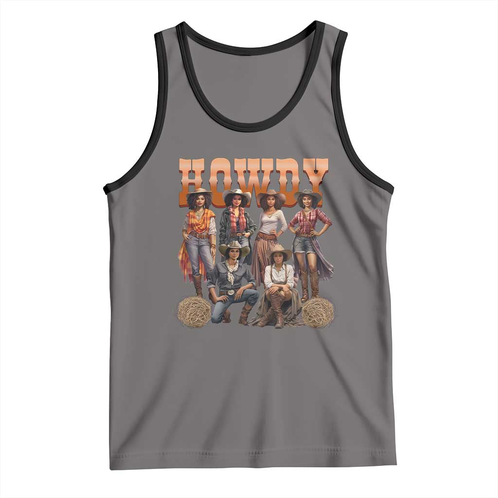 Howdy Melanin Cowgirl Tank Top Black History Western Rodeo Texas TS02 Deep Heather Black Print Your Wear