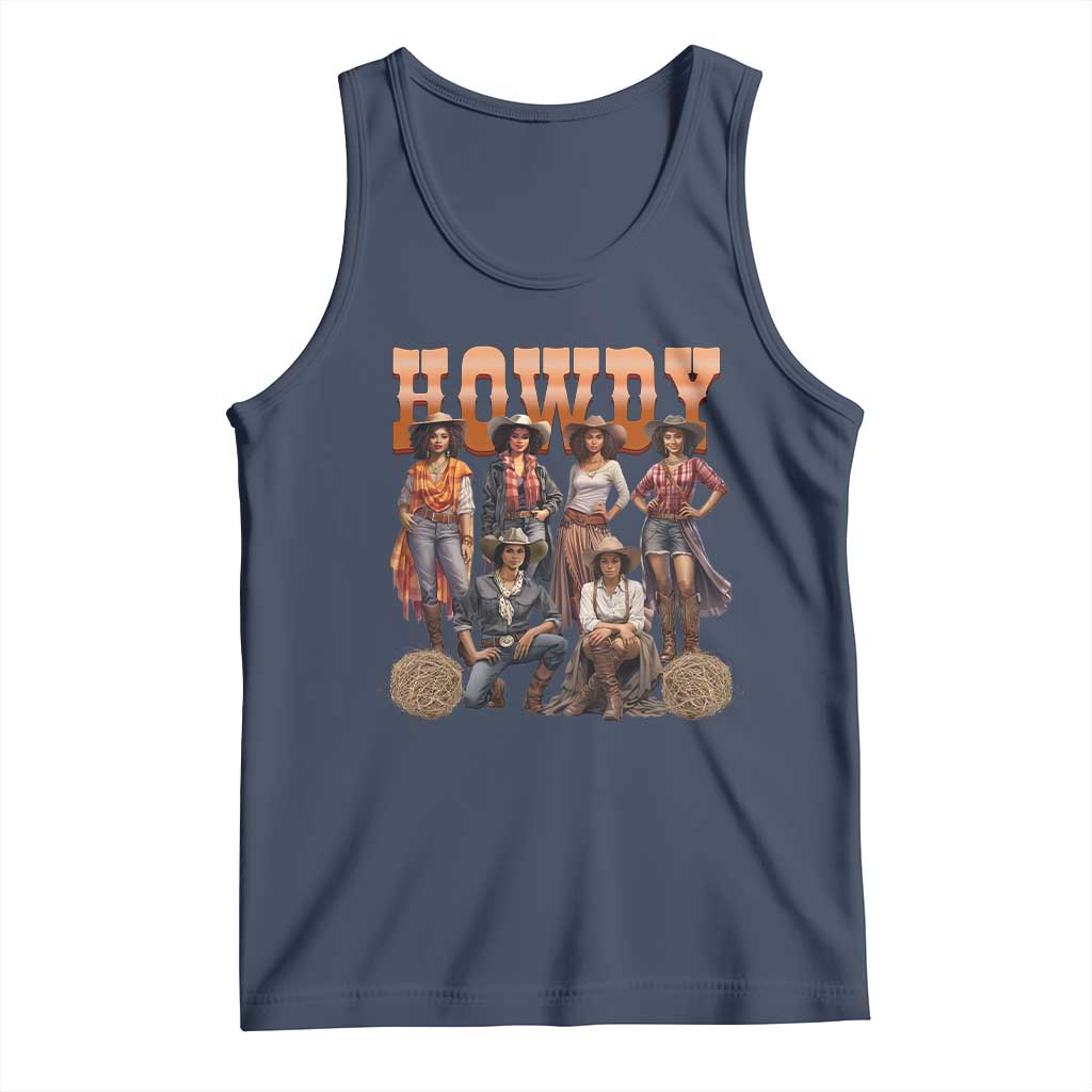 Howdy Melanin Cowgirl Tank Top Black History Western Rodeo Texas TS02 Navy Print Your Wear