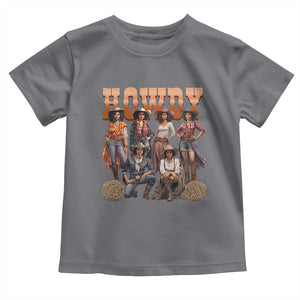 Howdy Melanin Cowgirl Toddler T Shirt Black History Western Rodeo Texas TS02 Charcoal Print Your Wear