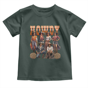 Howdy Melanin Cowgirl Toddler T Shirt Black History Western Rodeo Texas TS02 Dark Forest Green Print Your Wear
