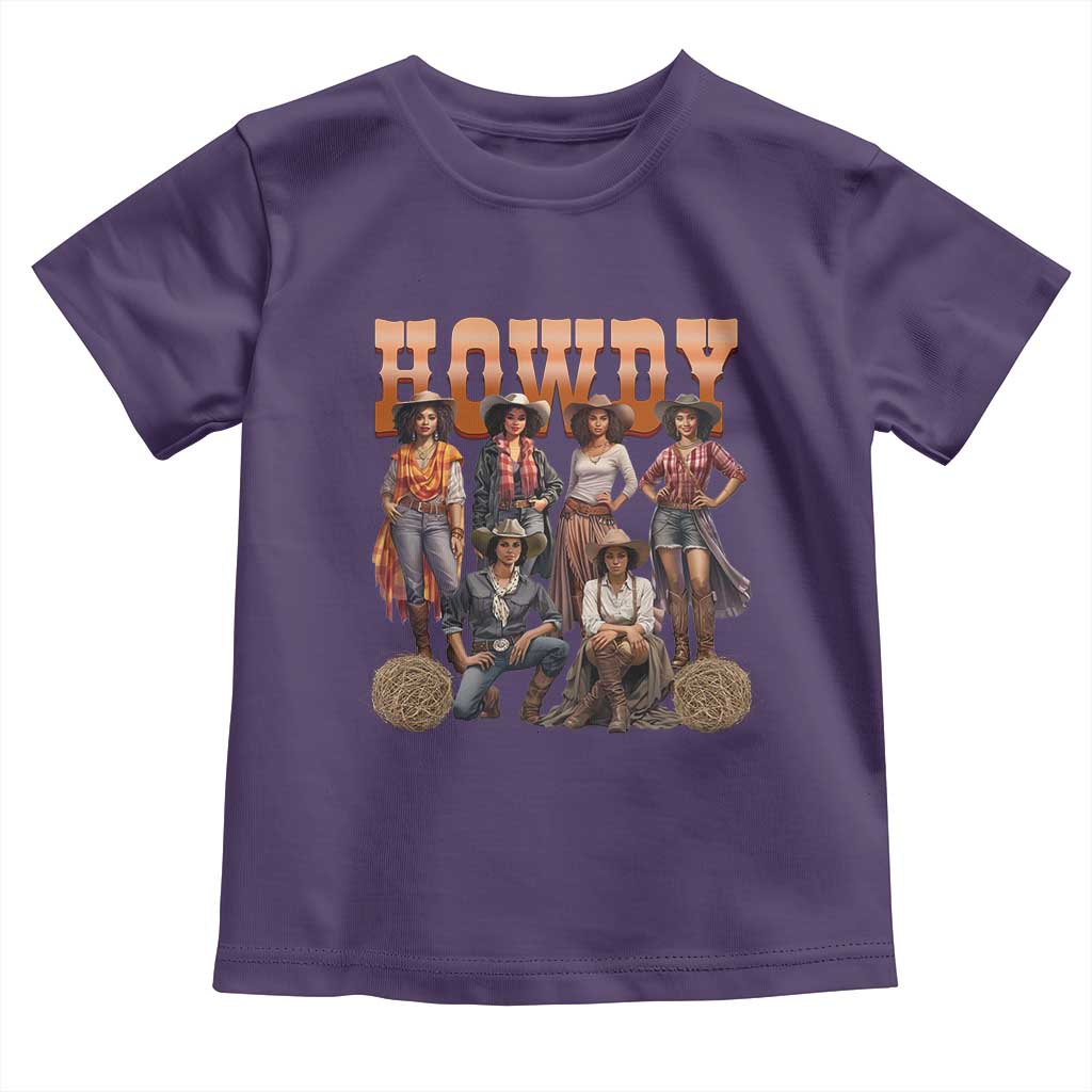 Howdy Melanin Cowgirl Toddler T Shirt Black History Western Rodeo Texas TS02 Purple Print Your Wear