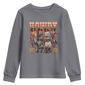 Howdy Melanin Cowgirl Youth Sweatshirt Black History Western Rodeo Texas TS02 Charcoal Print Your Wear