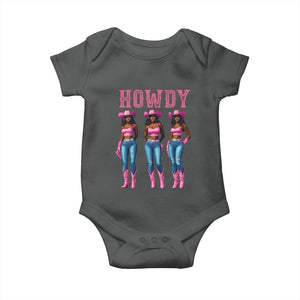Howdy Melanin Cowgirl Baby Onesie Howdy Melanin Black Women Western Rodeo Black Cowgirls TS02 Dark Heather Print Your Wear