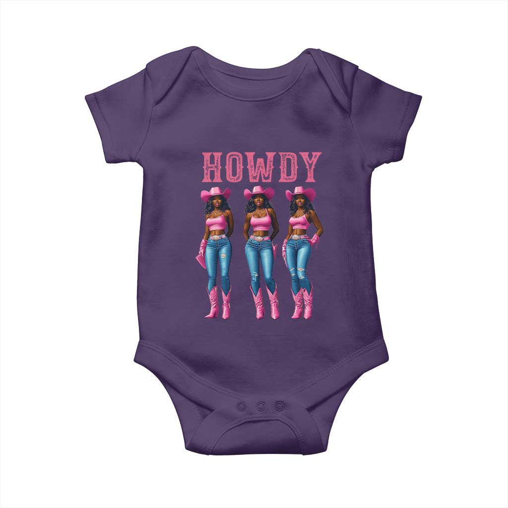 Howdy Melanin Cowgirl Baby Onesie Howdy Melanin Black Women Western Rodeo Black Cowgirls TS02 Purple Print Your Wear