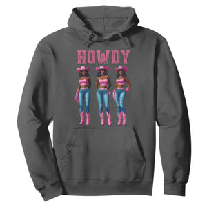 Howdy Melanin Cowgirl Hoodie Howdy Melanin Black Women Western Rodeo Black Cowgirls TS02 Dark Heather Print Your Wear