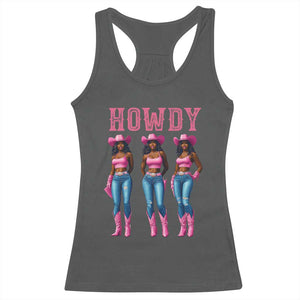 Howdy Melanin Cowgirl Racerback Tank Top Howdy Melanin Black Women Western Rodeo Black Cowgirls TS02 Dark Heather Print Your Wear