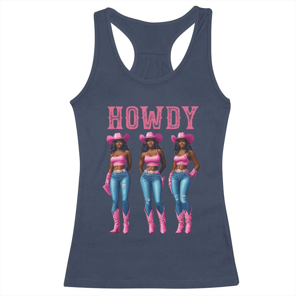 Howdy Melanin Cowgirl Racerback Tank Top Howdy Melanin Black Women Western Rodeo Black Cowgirls TS02 Navy Print Your Wear