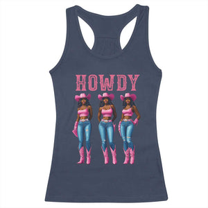 Howdy Melanin Cowgirl Racerback Tank Top Howdy Melanin Black Women Western Rodeo Black Cowgirls TS02 Navy Print Your Wear
