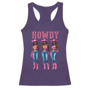 Howdy Melanin Cowgirl Racerback Tank Top Howdy Melanin Black Women Western Rodeo Black Cowgirls TS02 Purple Print Your Wear