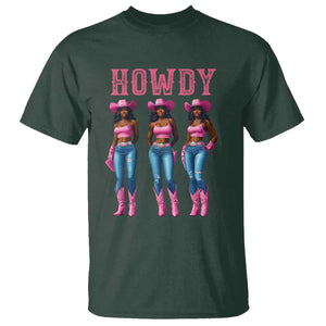 Howdy Melanin Cowgirl T Shirt Howdy Melanin Black Women Western Rodeo Black Cowgirls TS02 Dark Forest Green Print Your Wear