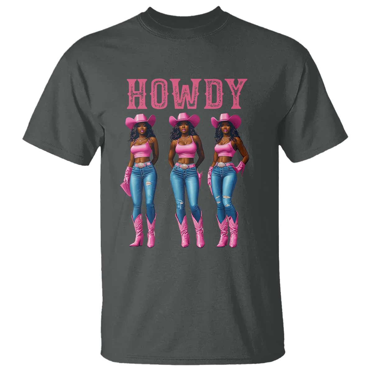Howdy Melanin Cowgirl T Shirt Howdy Melanin Black Women Western Rodeo Black Cowgirls TS02 Dark Heather Print Your Wear