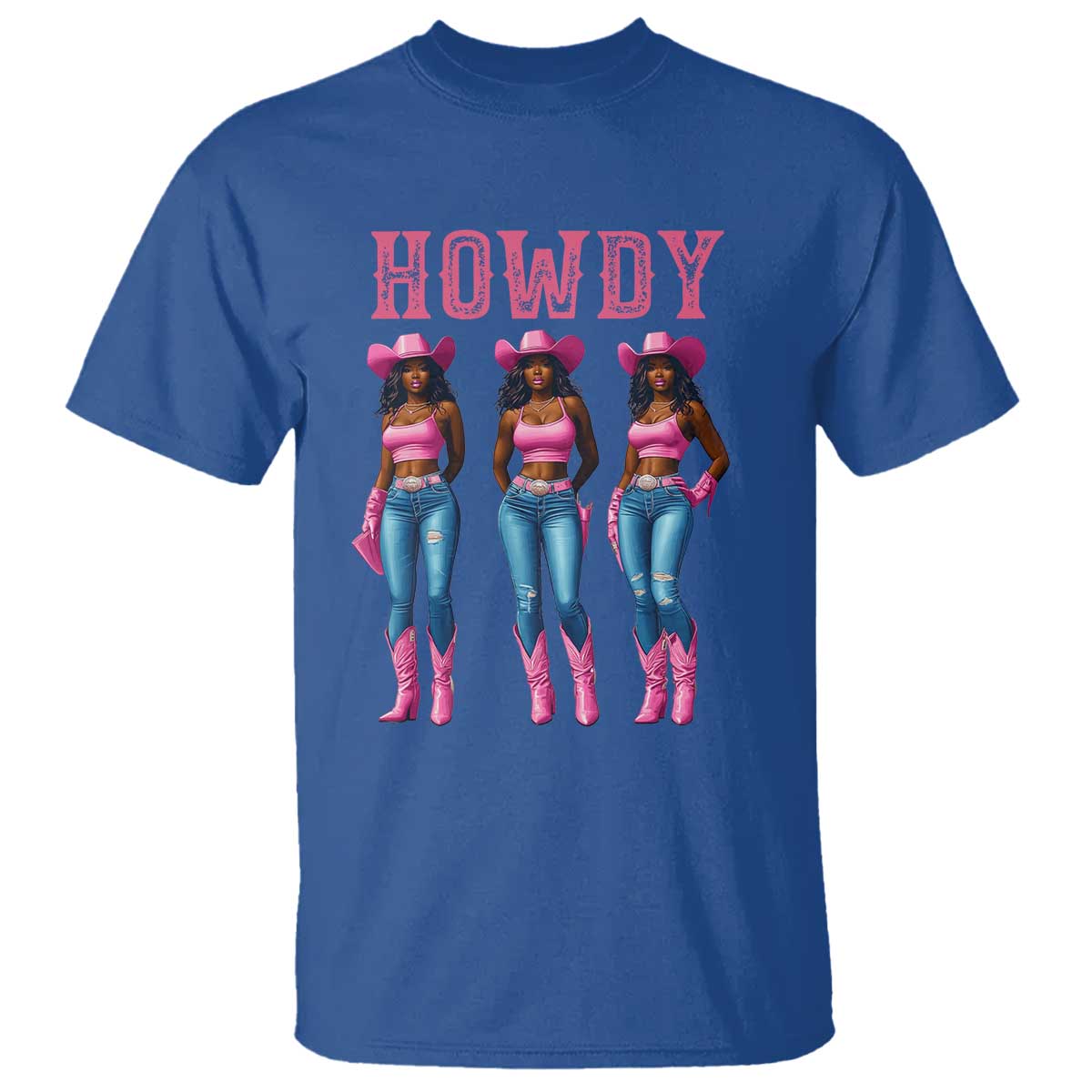 Howdy Melanin Cowgirl T Shirt Howdy Melanin Black Women Western Rodeo Black Cowgirls TS02 Royal Blue Print Your Wear