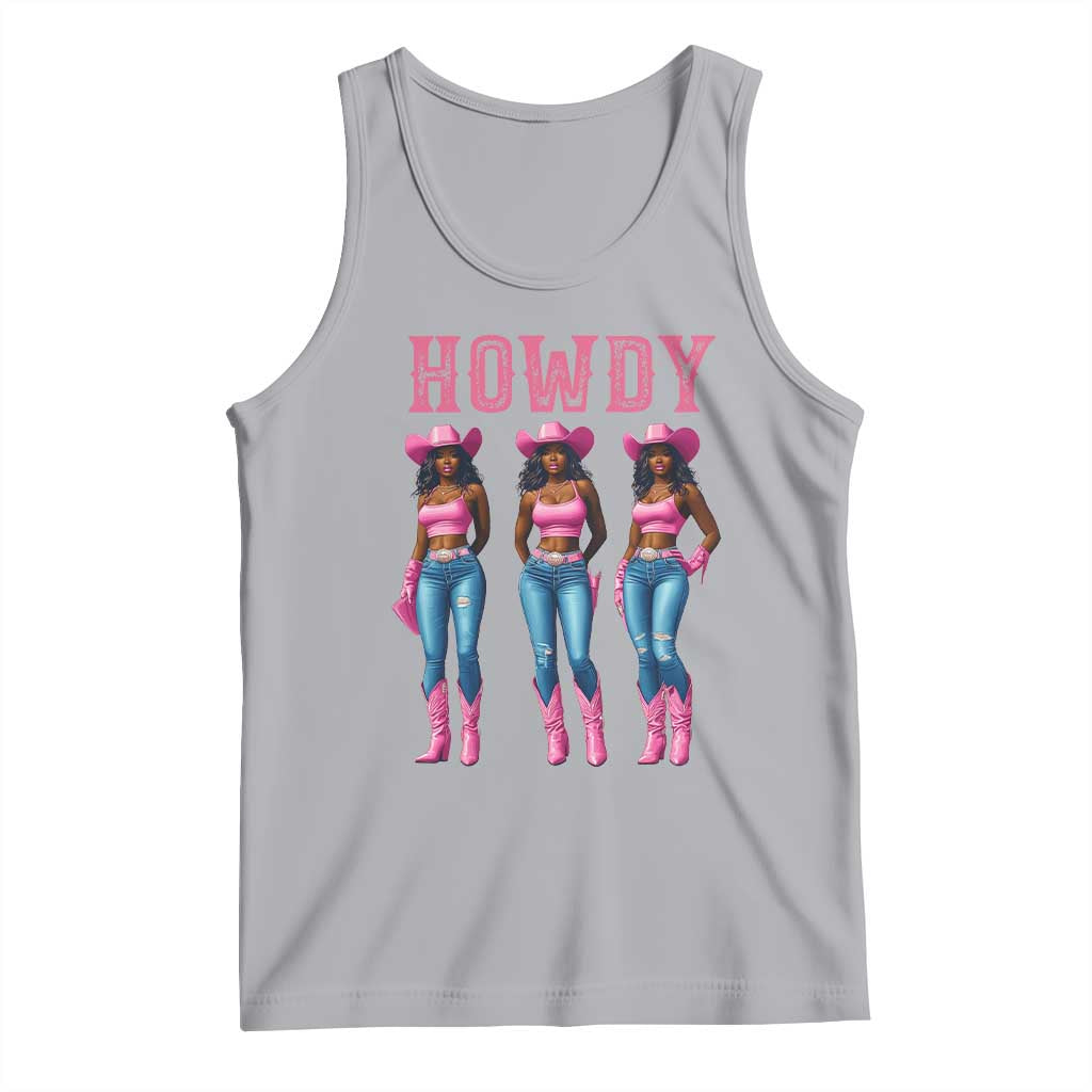 Howdy Melanin Cowgirl Tank Top Howdy Melanin Black Women Western Rodeo Black Cowgirls TS02 Athletic Heather Print Your Wear