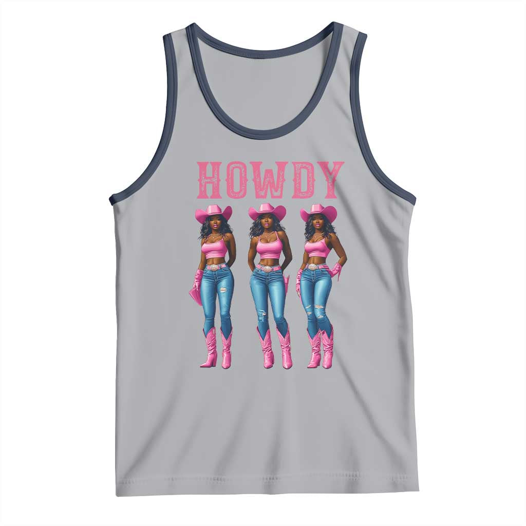 Howdy Melanin Cowgirl Tank Top Howdy Melanin Black Women Western Rodeo Black Cowgirls TS02 Athletic Heather Navy Print Your Wear