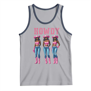 Howdy Melanin Cowgirl Tank Top Howdy Melanin Black Women Western Rodeo Black Cowgirls TS02 Athletic Heather Navy Print Your Wear