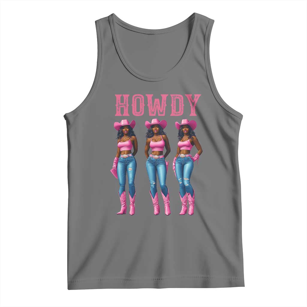 Howdy Melanin Cowgirl Tank Top Howdy Melanin Black Women Western Rodeo Black Cowgirls TS02 Black Heather Print Your Wear