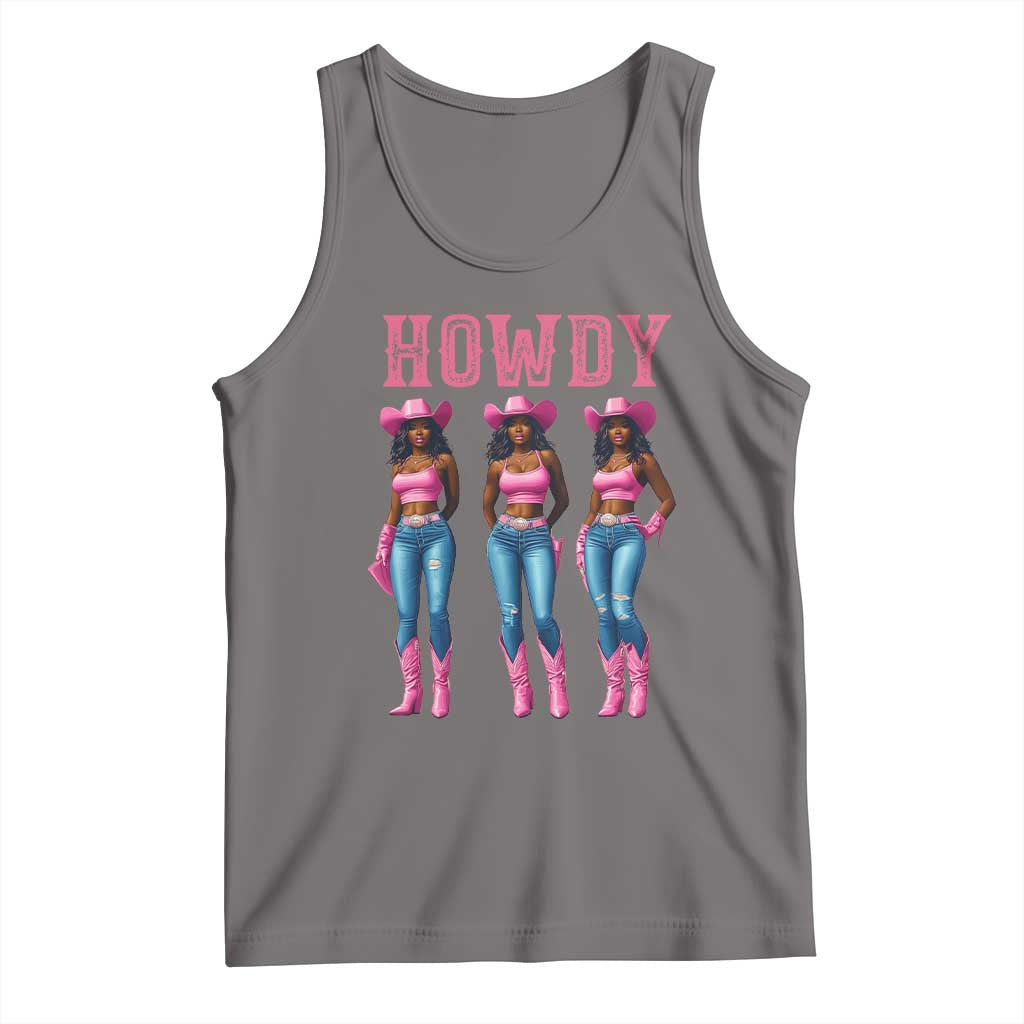 Howdy Melanin Cowgirl Tank Top Howdy Melanin Black Women Western Rodeo Black Cowgirls TS02 Deep Heather Print Your Wear