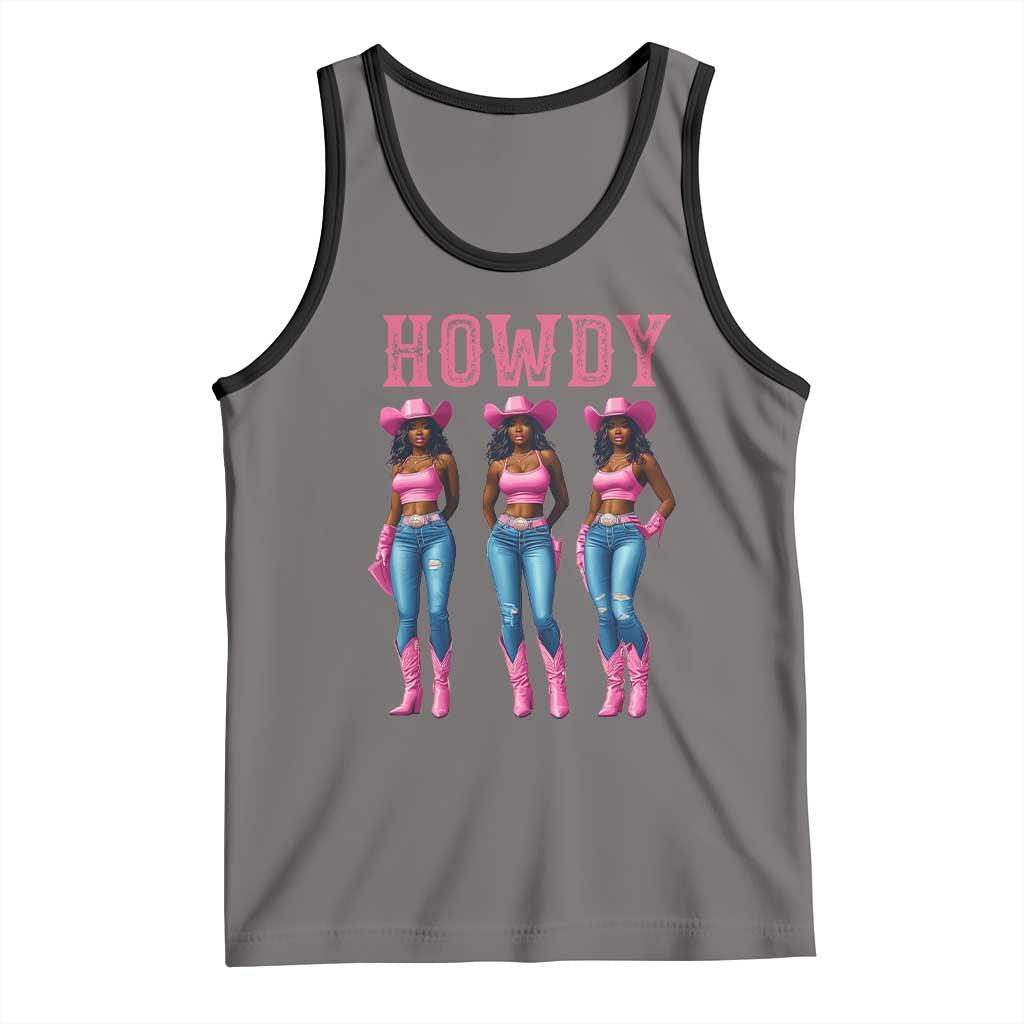 Howdy Melanin Cowgirl Tank Top Howdy Melanin Black Women Western Rodeo Black Cowgirls TS02 Deep Heather Black Print Your Wear