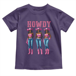 Howdy Melanin Cowgirl Toddler T Shirt Howdy Melanin Black Women Western Rodeo Black Cowgirls TS02 Purple Print Your Wear