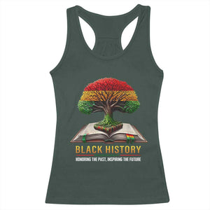 Black History Teacher Racerback Tank Top Honoring The Past Inspiring The Future Tree of Life TS02 Dark Forest Green Print Your Wear