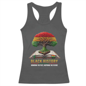 Black History Teacher Racerback Tank Top Honoring The Past Inspiring The Future Tree of Life TS02 Dark Heather Print Your Wear