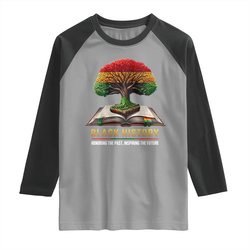 Black History Teacher Raglan Shirt Proud Black Culture Tree of Life TS02 Sport Gray Black Print Your Wear