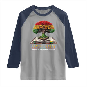 Black History Teacher Raglan Shirt Proud Black Culture Tree of Life TS02 Sport Gray Navy Print Your Wear