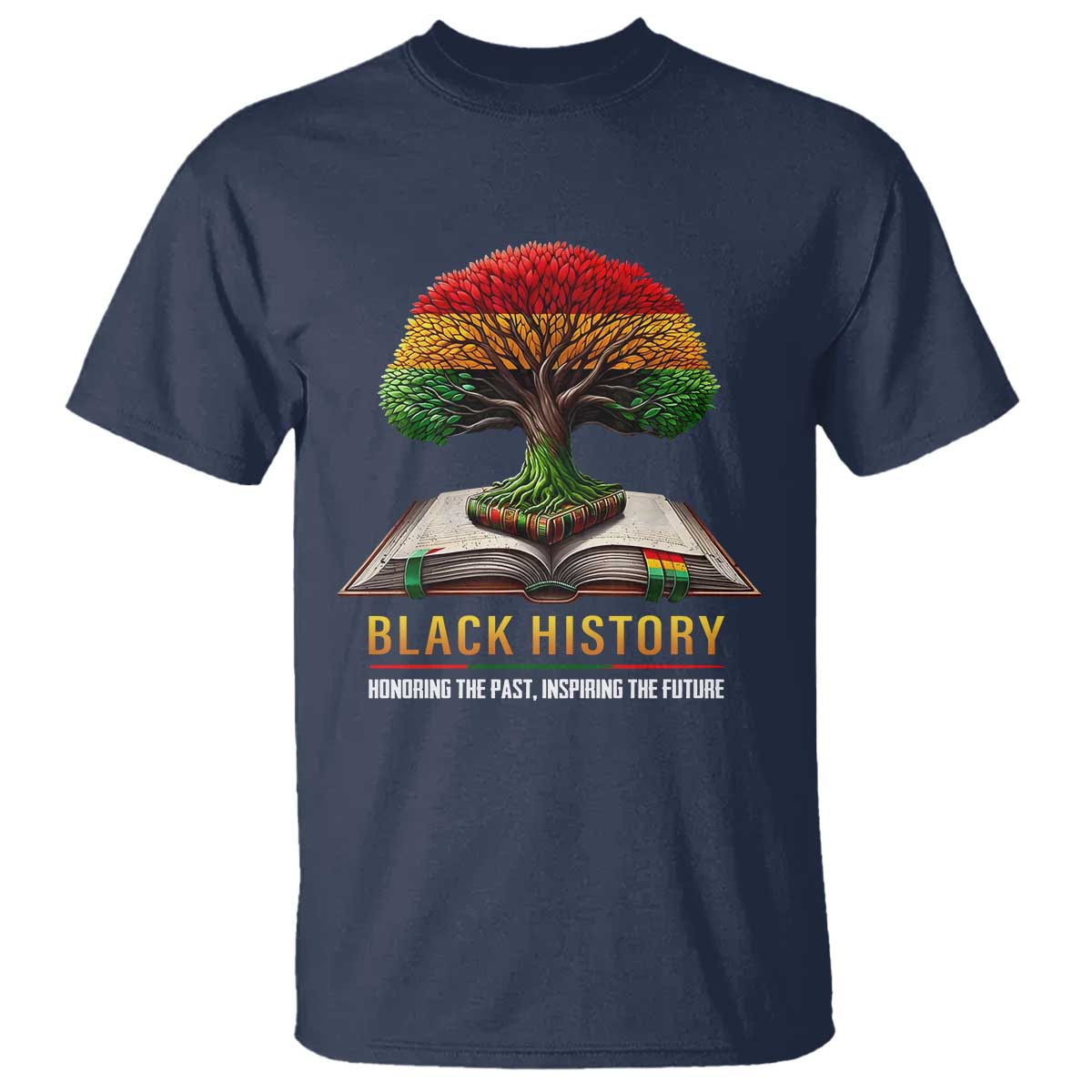 Black History Teacher T Shirt Honoring The Past Inspiring The Future Tree of Life TS02 Navy Print Your Wear