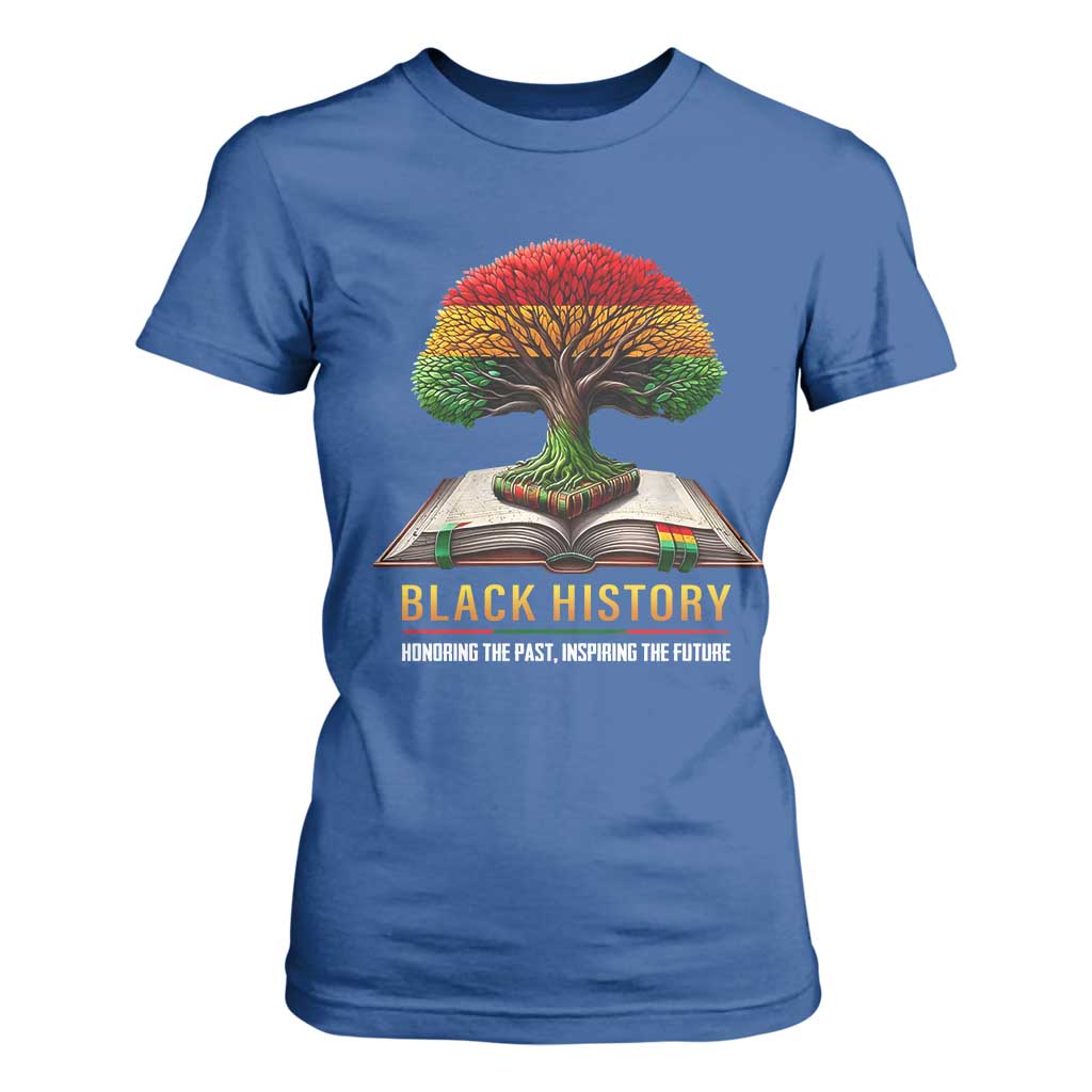 Black History Teacher T Shirt For Women Honoring The Past Inspiring The Future Tree of Life TS02 Royal Blue Print Your Wear