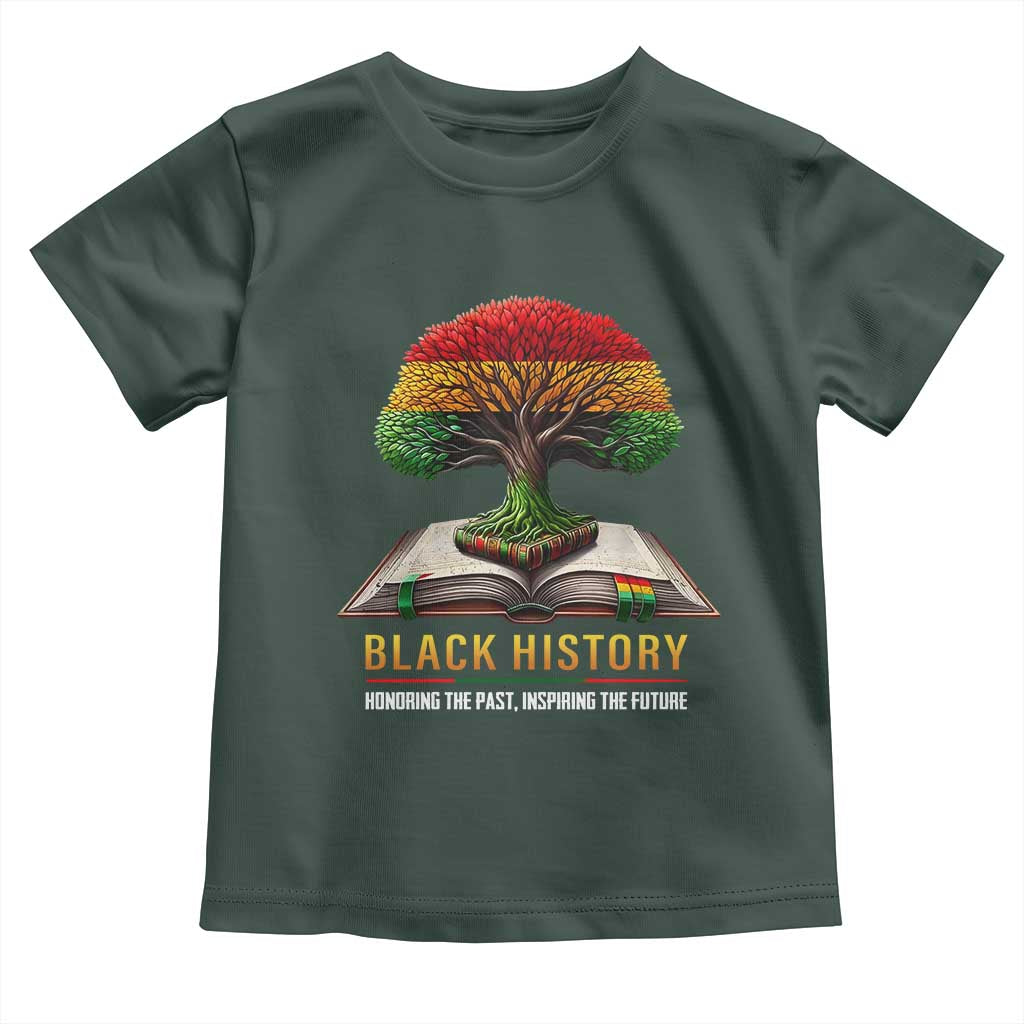 Black History Teacher Toddler T Shirt Honoring The Past Inspiring The Future Tree of Life TS02 Dark Forest Green Print Your Wear