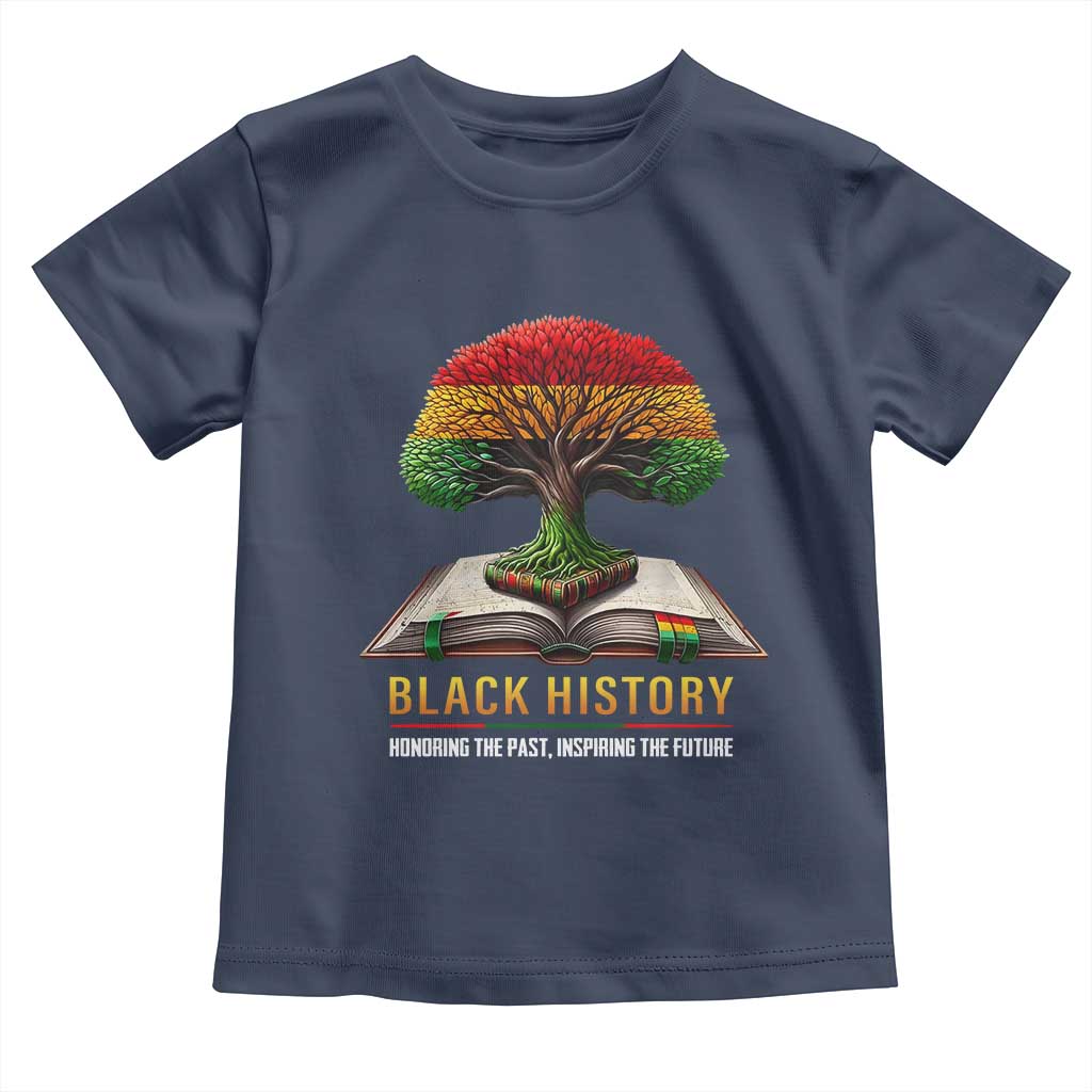 Black History Teacher Toddler T Shirt Honoring The Past Inspiring The Future Tree of Life TS02 Navy Print Your Wear
