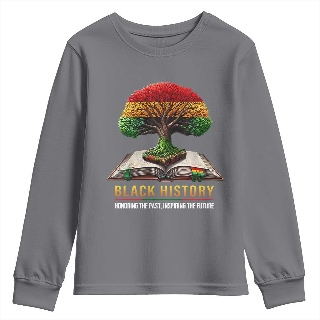 Black History Teacher Youth Sweatshirt Honoring The Past Inspiring The Future Tree of Life TS02 Charcoal Print Your Wear