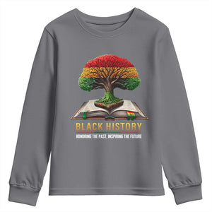Black History Teacher Youth Sweatshirt Honoring The Past Inspiring The Future Tree of Life TS02 Charcoal Print Your Wear