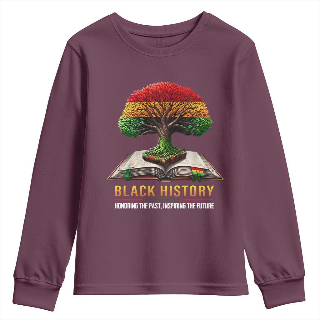 Black History Teacher Youth Sweatshirt Honoring The Past Inspiring The Future Tree of Life TS02 Maroon Print Your Wear