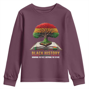 Black History Teacher Youth Sweatshirt Honoring The Past Inspiring The Future Tree of Life TS02 Maroon Print Your Wear