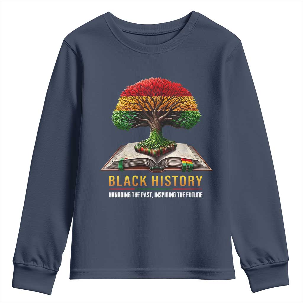Black History Teacher Youth Sweatshirt Honoring The Past Inspiring The Future Tree of Life TS02 Navy Print Your Wear