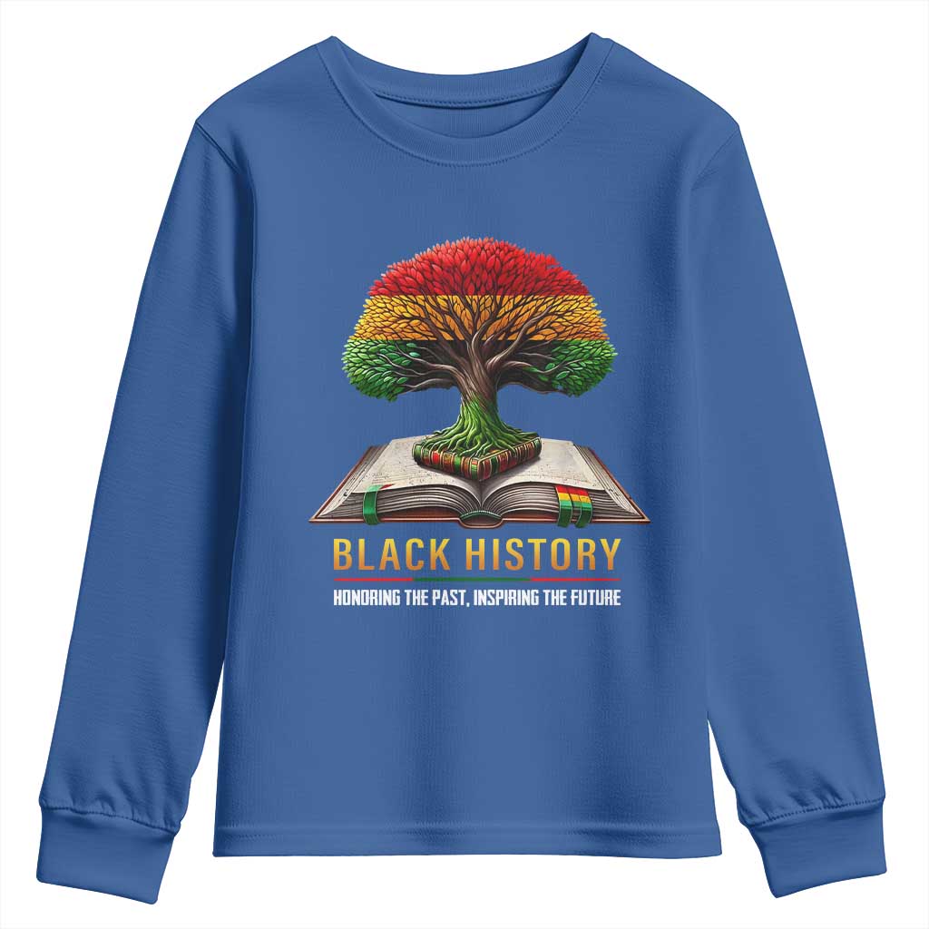 Black History Teacher Youth Sweatshirt Honoring The Past Inspiring The Future Tree of Life TS02 Royal Blue Print Your Wear